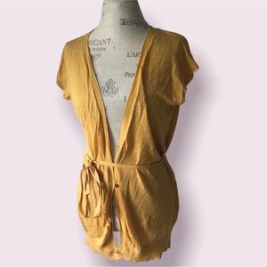 Mango Suit Wrap Around Cardigan Sweater Linen Small